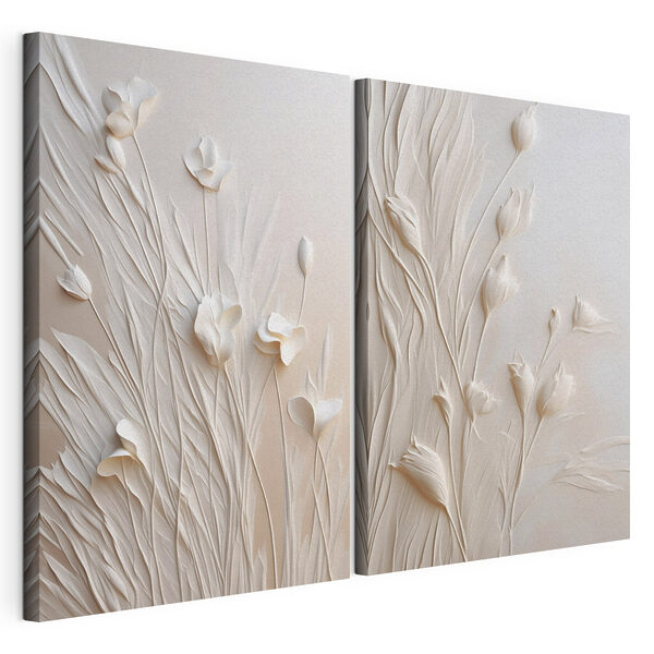 Modularer Leinwanddruck Modularer Leinwanddruck Elegantes Blumenmuster in sanften Farbtönen (Artikelnummer: m30846)