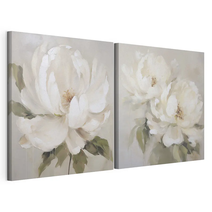 Mehrteiliges Leinwandbild Gemälde einer weißen Blume (Artikelnummer: m30809)