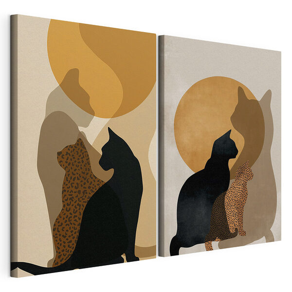 Modularer Leinwanddruck Eine Katze und eine Katze mit einer Katze in der Sonne