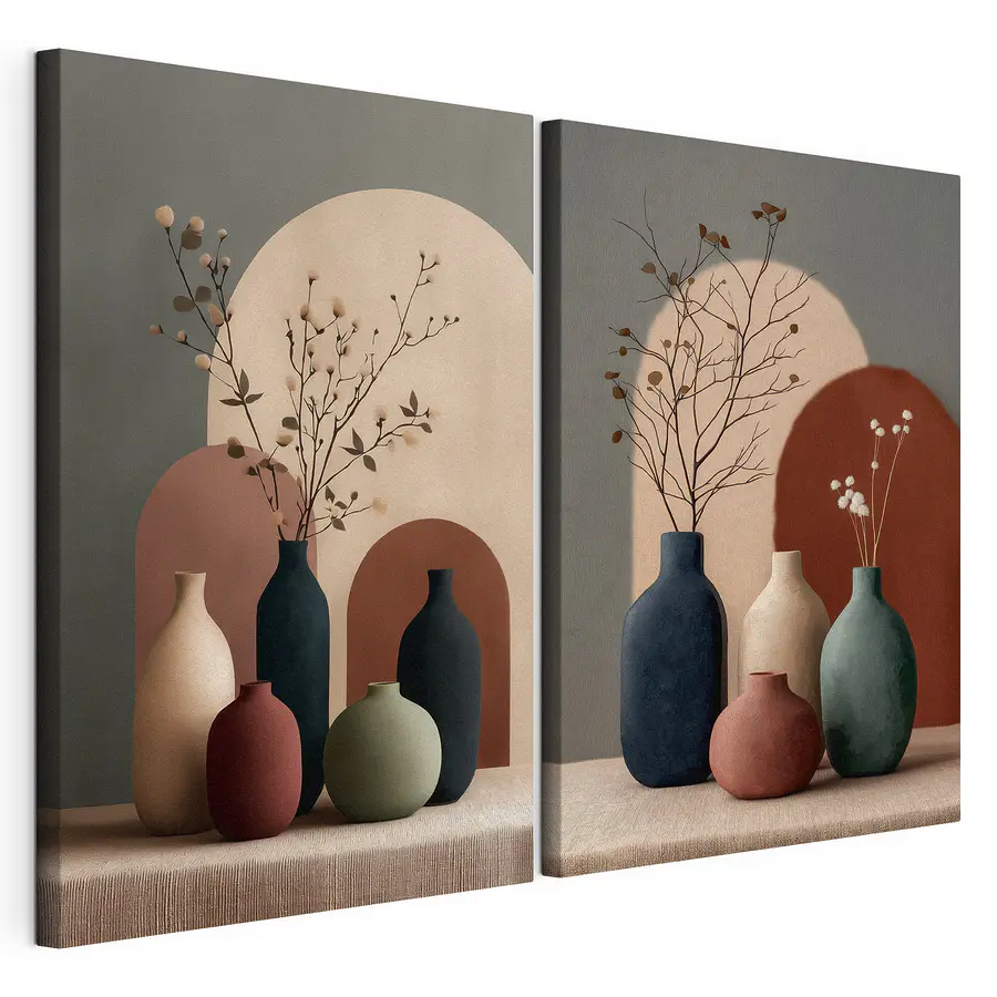 Mehrteiliges Leinwandbild Charme runder Vasen (Artikelnummer: m30792)