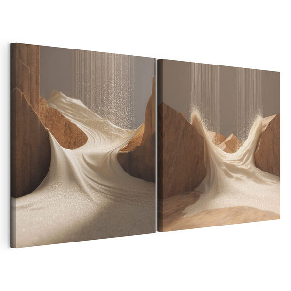 Modularer Leinwanddruck Sand, der von einer Klippe herabrieselt
