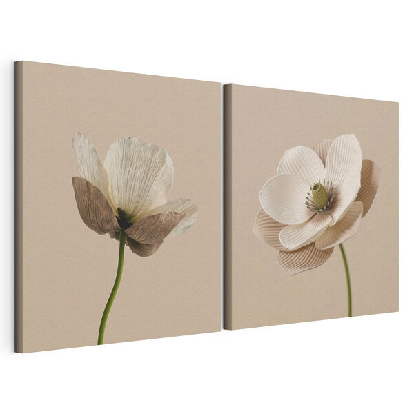 Modularer Leinwanddruck Elegante Blumen in sanften Farbtönen
