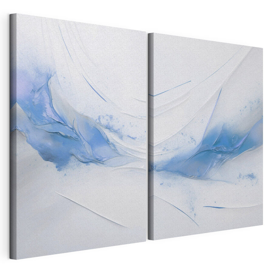 Mehrteiliges Leinwandbild Collage aus blauer und weißer Farbe (Artikelnummer: m30756)