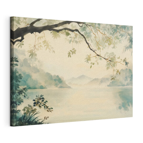 Wandbilder Aquarellbild eines Sees und von Bäumen