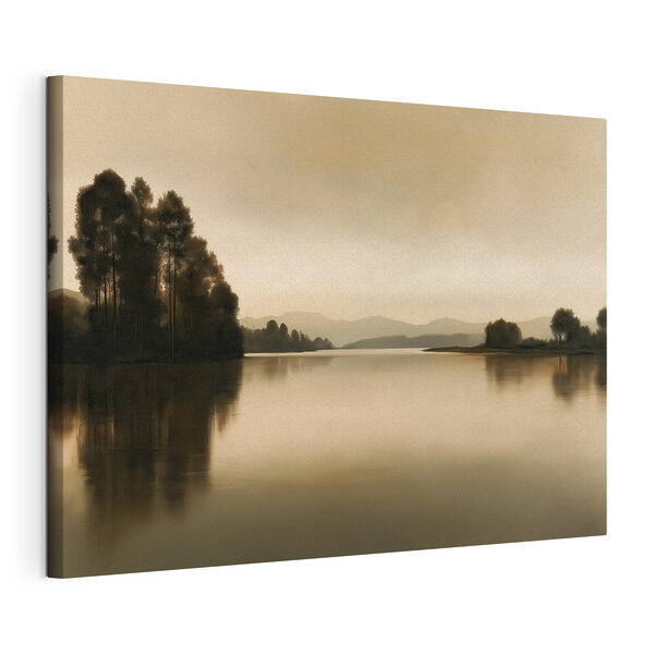 Wandbilder See mit Bäumen und Bergen im Hintergrund