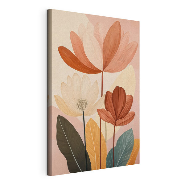 Wandbilder Gemälde von Blumen mit Blättern