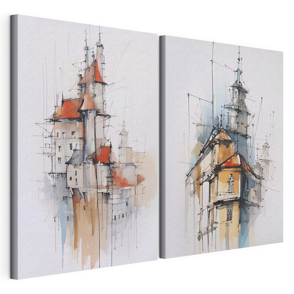 Modularer Leinwanddruck Gemälde einer Burg
