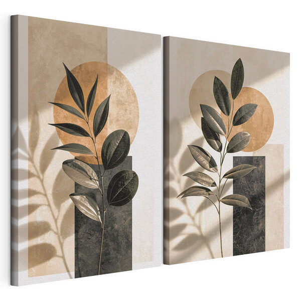 Von der Natur inspirierte geometrische Kunstkomposition Modularer Leinwanddruck Von der Natur inspirierte geometrische Kunstkomposition
