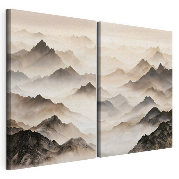 Collage aus Bergen und Nebel Modularer Leinwanddruck Collage aus Bergen und Nebel