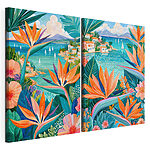 Modularer Leinwanddruck Collage aus Blumen und Pflanzen