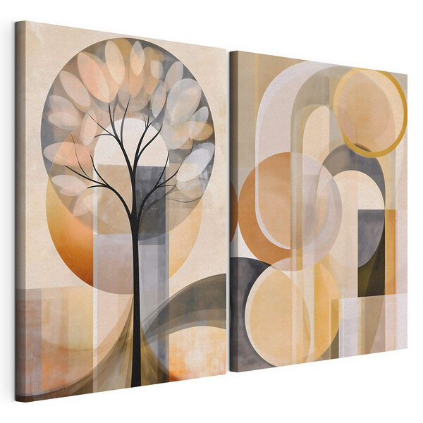 Baum mit Kreisen und Linien Modularer Leinwanddruck Baum mit Kreisen und Linien