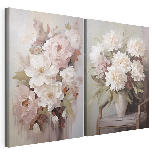 Gemälde von Blumen in einer Vase Modularer Leinwanddruck Gemälde von Blumen in einer Vase