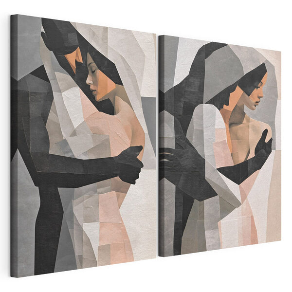 Modularer Leinwanddruck Collage von zwei Menschen, die sich umarmen