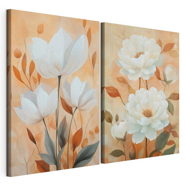 Modularer Leinwanddruck Gemälde mit weißen Blumen