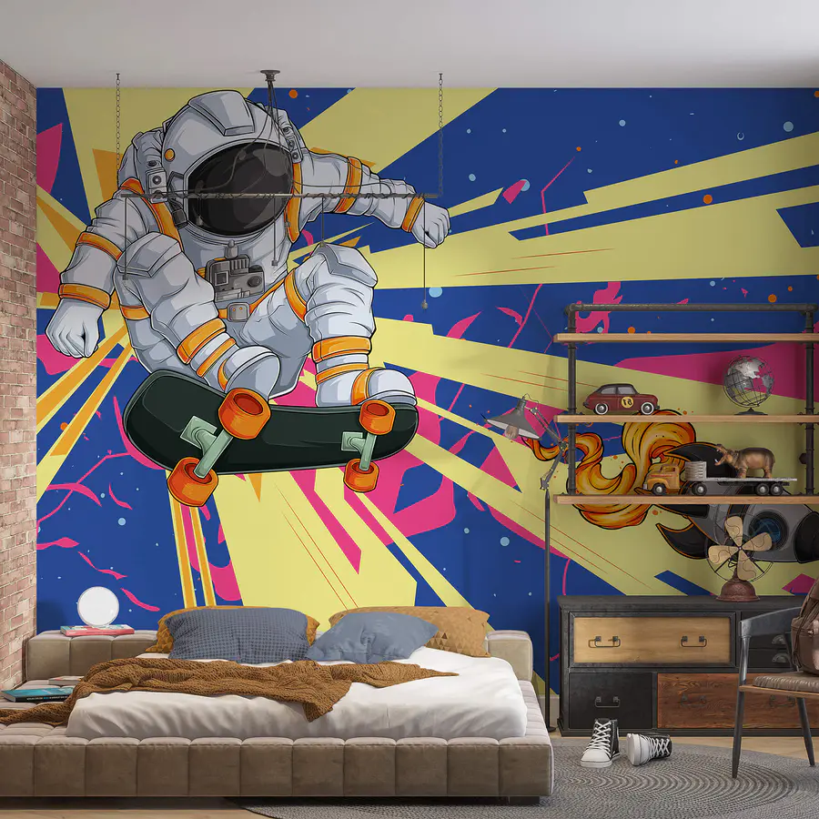 Fototapete Ein Astronaut auf einem Skateboard (Artikelnummer: t00019)