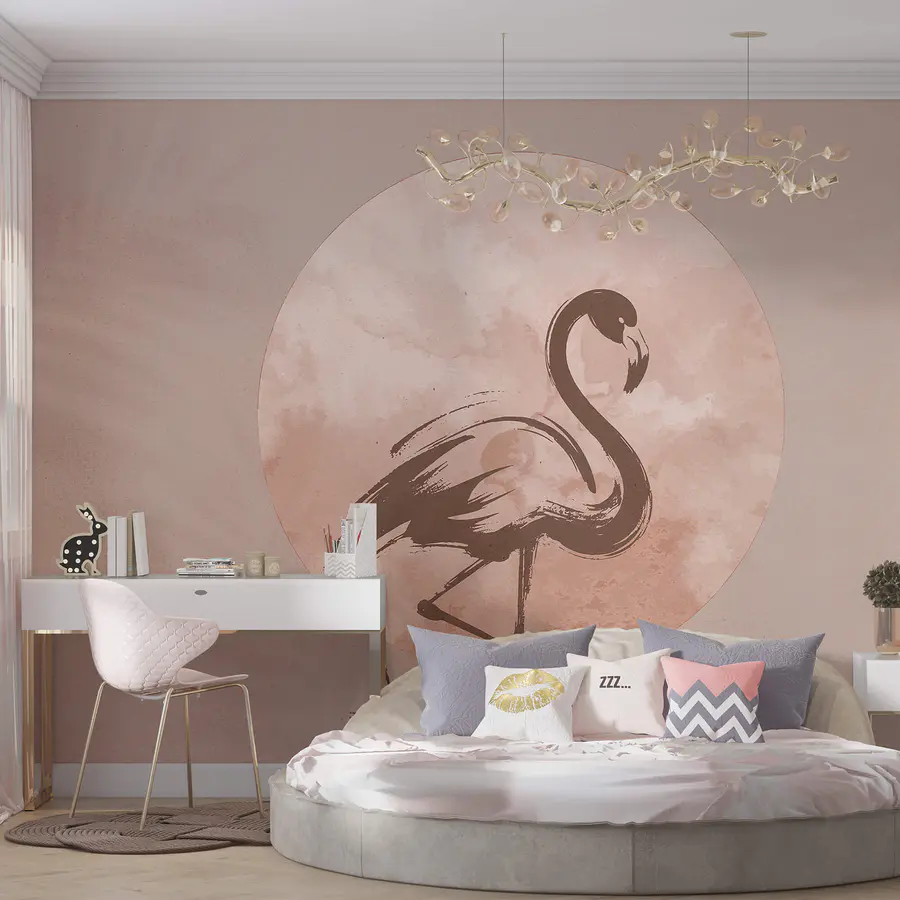 Fototapete Flamingo-Zeichnung auf Papier (Artikelnummer: t00176)
