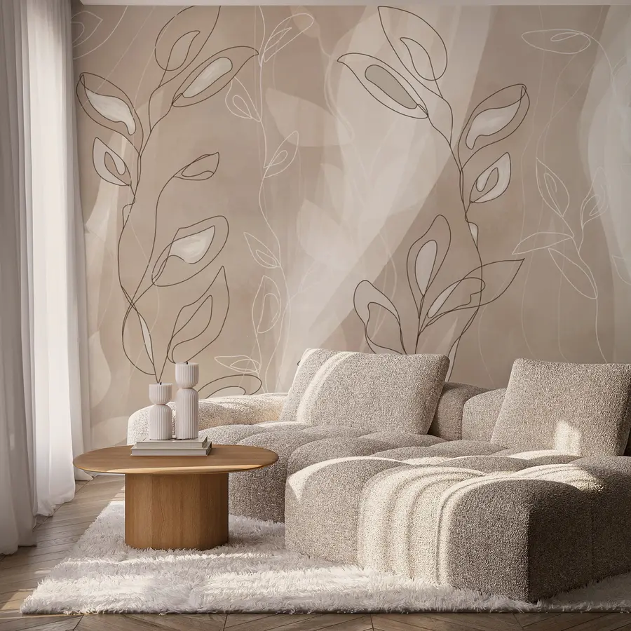 Fototapete Ruhiges botanisches Design in neutralen Farbtönen (Artikelnummer: t00211)