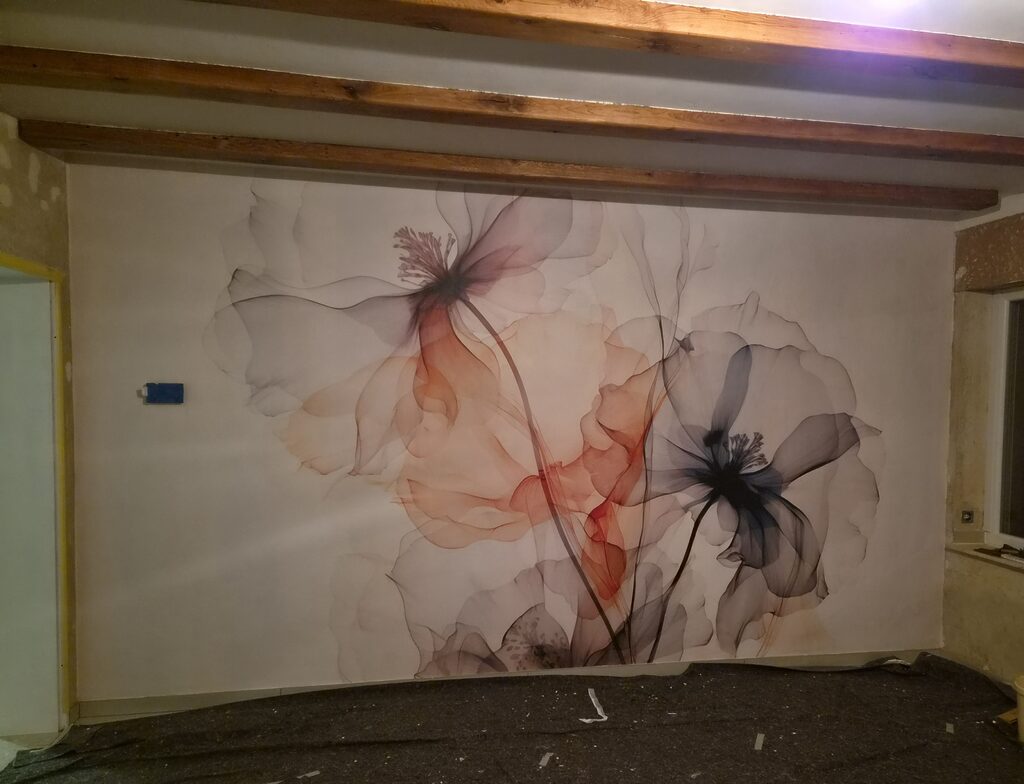 Fototapete Gruppe von Blumen mit verschiedenen Farben